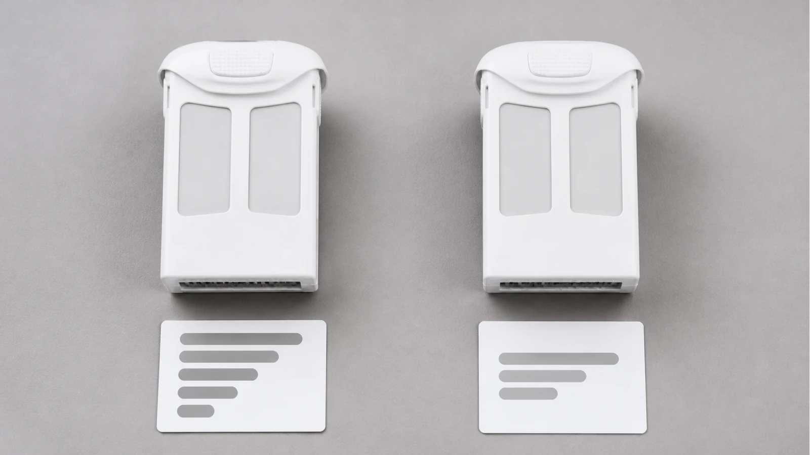 Side-by-side Phantom 4 battery labels comparing 5870mAh and a lower capacity option